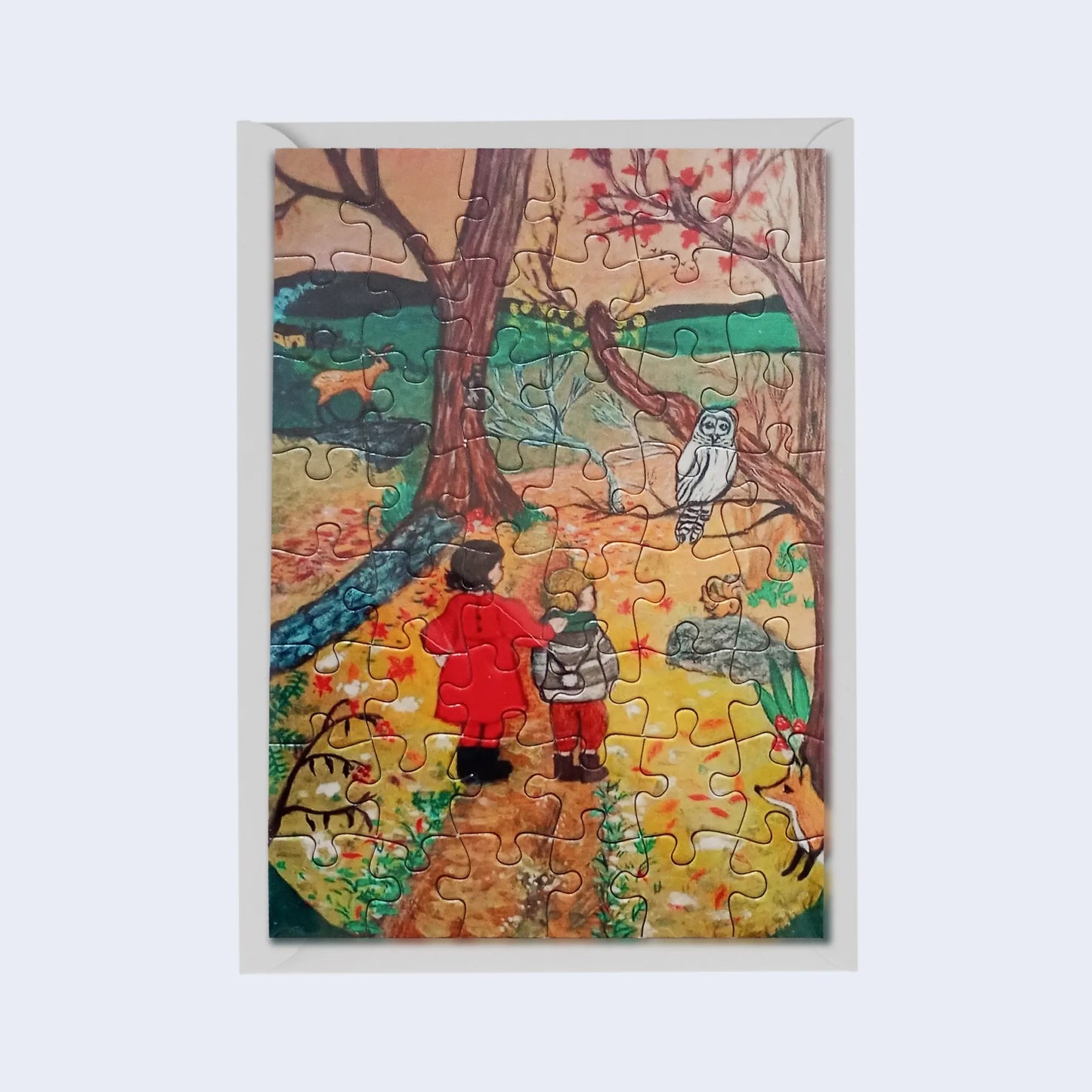 "Passeggiata d'autunno" - Biglietto d'auguri formato minipuzzle